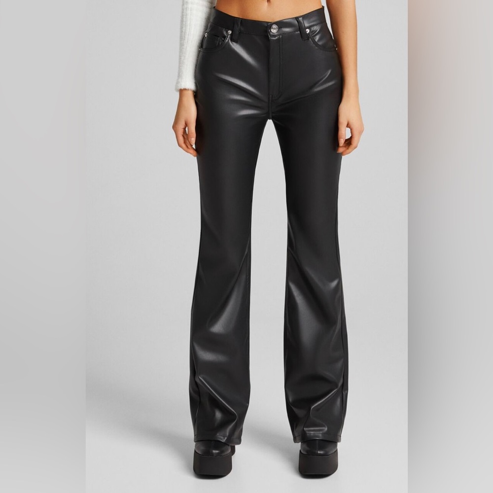Bershka Flared Leather Pants